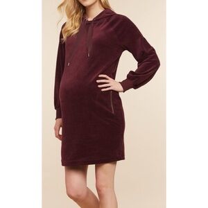 Jessica Simpson Hooded Maternity Dress Burgundy